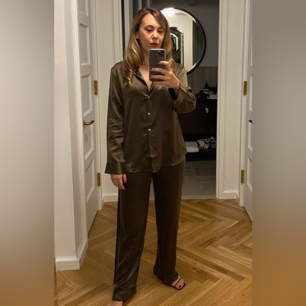 Silk Satin Set Asceno, Green/Gold